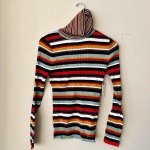 Anthropologie (Moth) Striped Turtle Neck in Multi-colors Size M